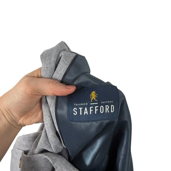 Stafford Classic Fit Blue Linen Cotton Blend Sport Coat Blazer Mens Size 52R - Picture 6 of 7